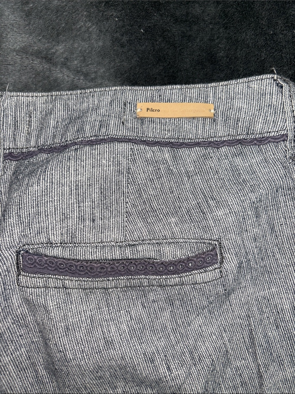 Blue striped Wide-Leg Linen Blend Pants - Picture 5 of 5